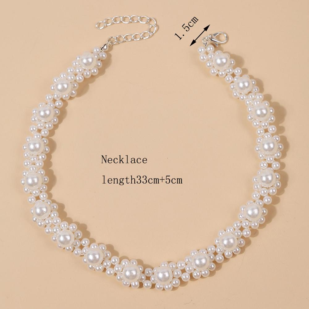LILYES Vòng cổ Hoa Đính Hạt Giả Ngọc Trai