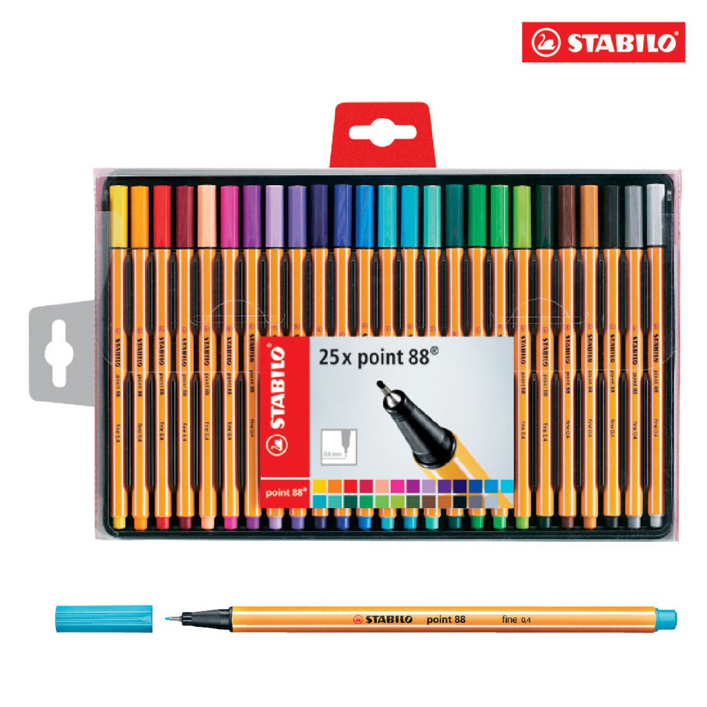 Bộ bút lông kim 25 màu Stabilo Point PT88 nét 0.4mm