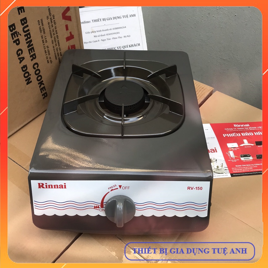 Bếp gas đơn Rinnai RV-150 (G) - Màu ghi Xám - Đánh lửa Magneto - Lửa Lớn [Bảo hành chính hãng]