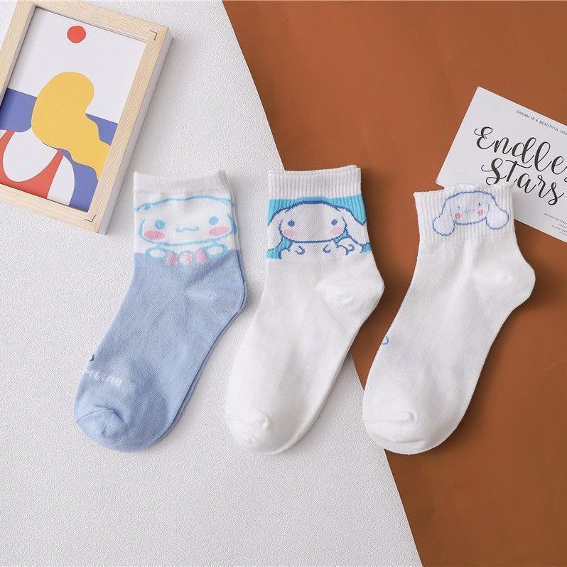 Vớ Thể Thao Cổ Vừa In Họa Tiết Hoạt Hình Chú Chó Cinnamon Kiểu Nhật Bản Dễ Thương Cho Bé Gái