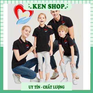 Áo polo cá sấu nam nữ gia đình đẹp sang chảnh hot, áo nam nữ sọc viền