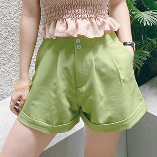 [Hình Thật] Quần Short Ngắn 2 Nút - Màu Xanh Bơ 🎀 Basic Short 🎀 - bynhien.boutique