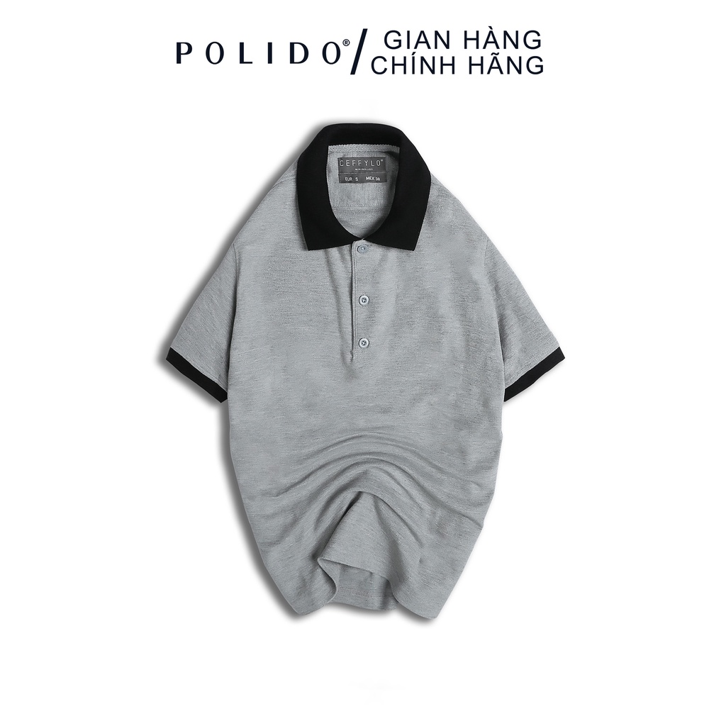 Áo Polo Trơn Phối Bo CEFFYLO Màu Xám Nhạt Vải Cotton 100% Co Giãn Thấm Hút Cực Tốt