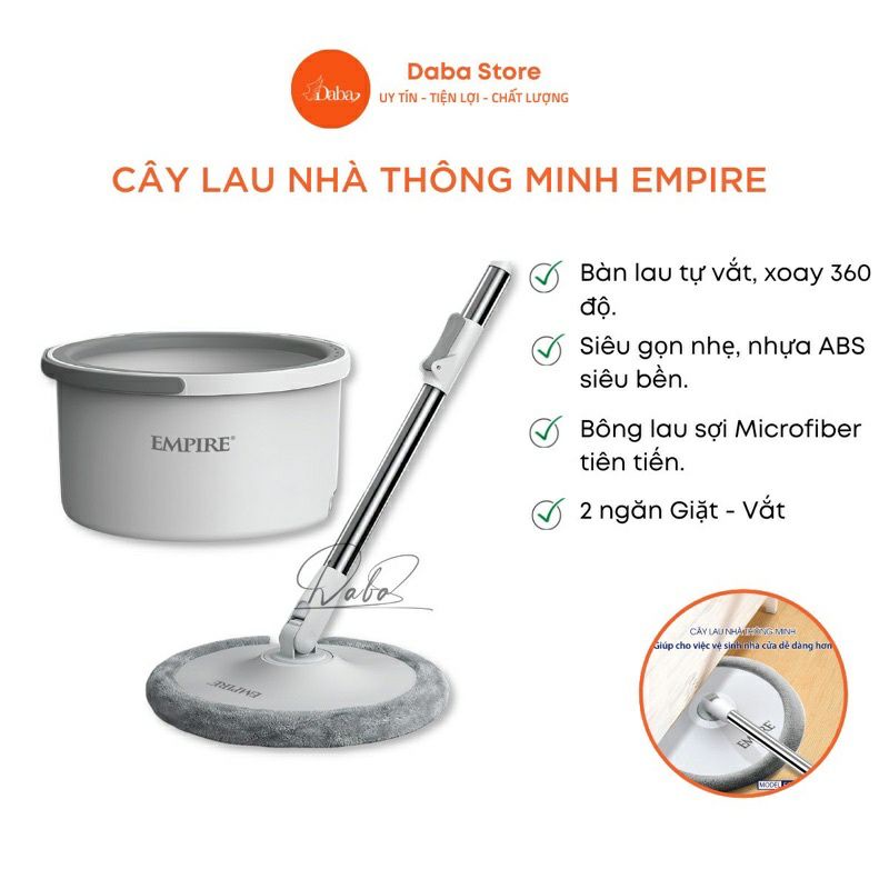 Cây lau nhà tách nước bẩn bông lau tròn 23cm Empire ECL312_T Bộ lau nhà tách nước bẩn