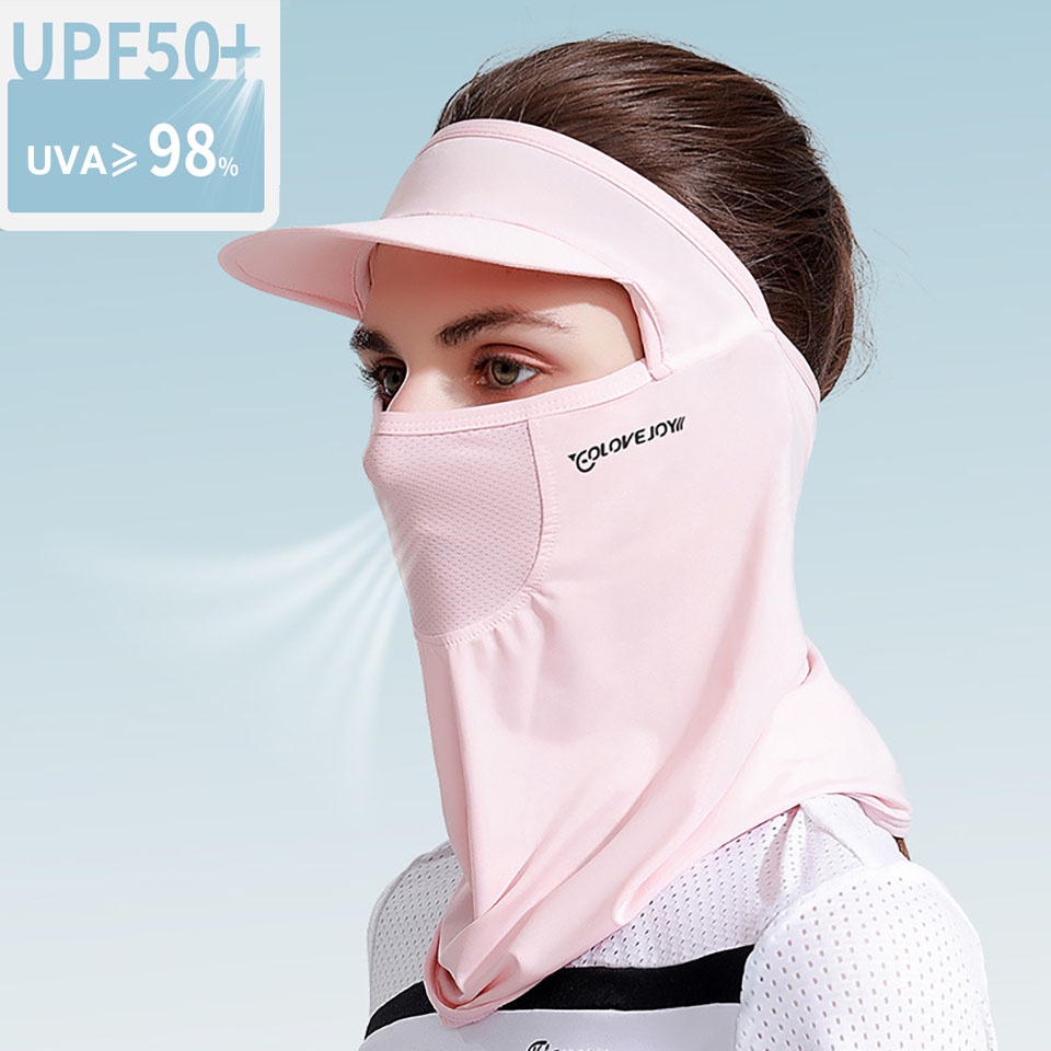 Khẩu Trang Vành Rộng Bằng Lụa Lạnh Thoáng Khí Chống Tia UV Cho Nữ Khi Đi Xe Đạp/Leo Núi