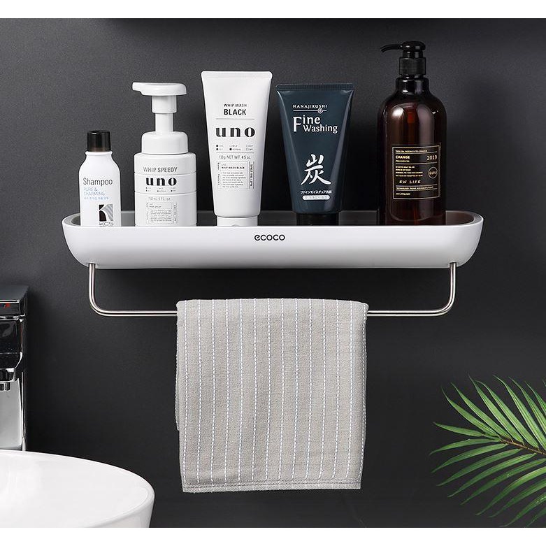 Kệ Đựng Đồ Dán Tường Đa Năng ECOCO Có Thanh Treo Inox