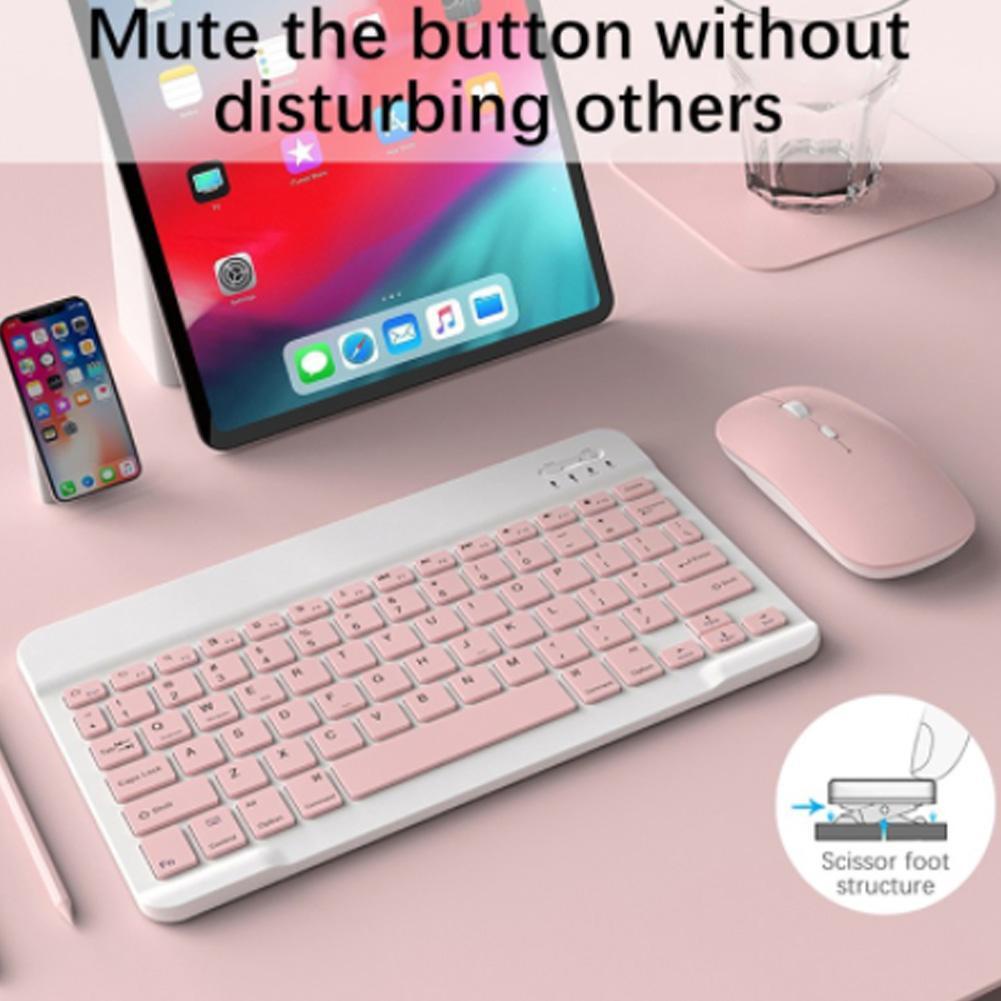 Bàn Phím + Chuột Không Dây 10 Inch Kết Nối Bluetooth Từ Tính Nhiều Màu Sắc Cho Điện Thoại / Máy Tính Bảng Ipad