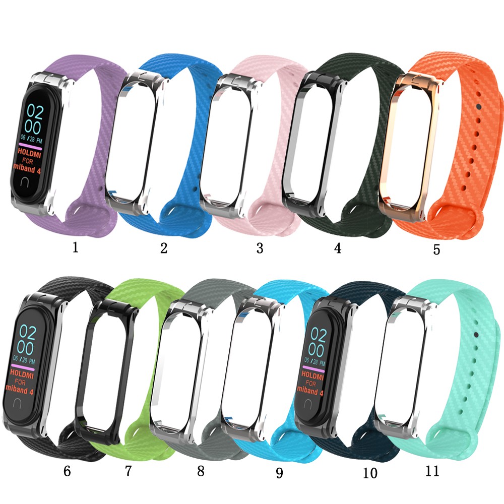 Dây đeo cổ tay thay thế bằng carbon dành cho đồng hồ Xiaomi Mi band 4 Miband 3 4