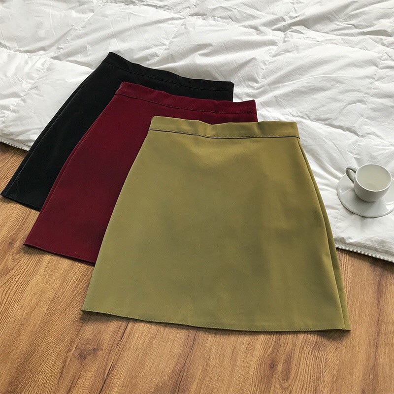 CHÂN VÁY CHỮ A DA NHUNG TÔN DÁNG (Kèm hình shop tự chụp)