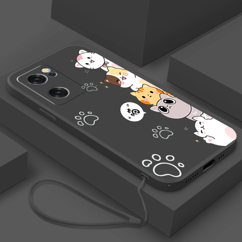 Ốp lưng oppo reno 7 5g oppo reno 7 4g Ốp Điện Thoại Silicon Mềm Mịn Thiết Kế Hình Mèo DZMM01 Cho oppo reno 7 5g oppo reno 7 4g viền vuông cute