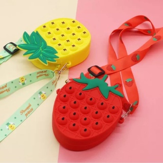 Túi đeo chéo silicon Pop it, túi móc khóa mini Pop it, thương hiệu Mingge, siêu dễ thương