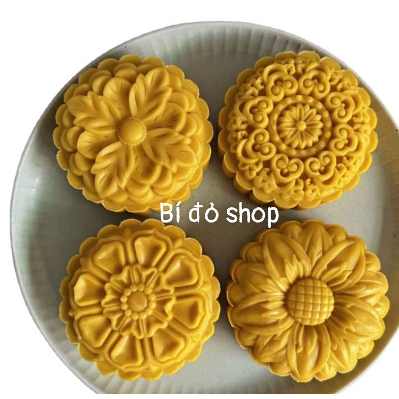 Khuôn trung thu lò xo 2022 HOA 4 LÁ 4 mặt 1 nhấn 150g, 200g