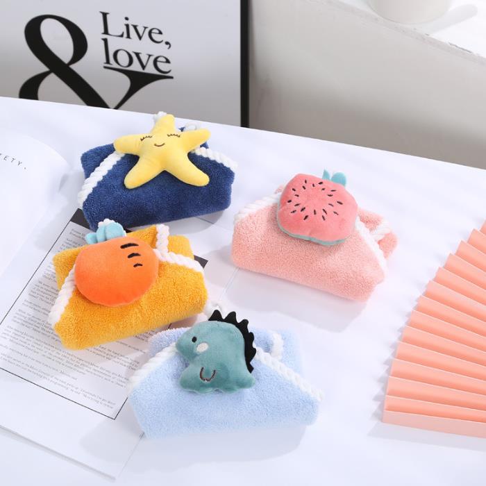 Khăn Lau Tay Bằng Vải Nhung San Hô Mềm Mại Nhanh Khô Thấm Hút Tốt In Họa Tiết Hoạt Hình Đáng Yêu Cho Bé