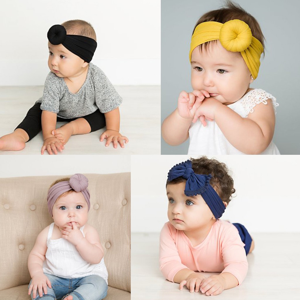 Set 3 băng đô cài tóc màu trơn thiết kế xinh xắn thời trang cho bé gái