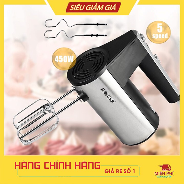 Máy đánh trứng cầm tay HAEGER đa năng: đánh trứng, trộn bột, đánh kem 450W
