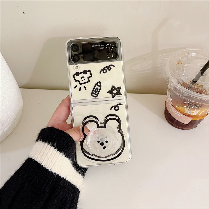 Ốp Điện Thoại PC Cứng Trong Suốt Chống Sốc Họa Tiết Khủng Long Cho Samsung Galaxy Z Flip 4 5G Z Flip 3 5G
