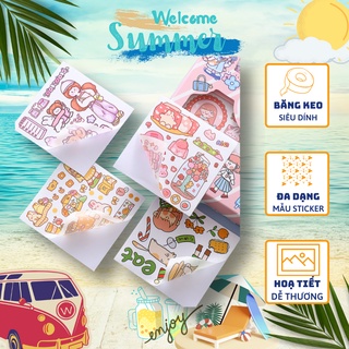 Sticker hoạ tiết nhân vật hoạt hình dễ thương phù hợp dán trang trí kệ bàn học, cốc nước, điện thoại.
