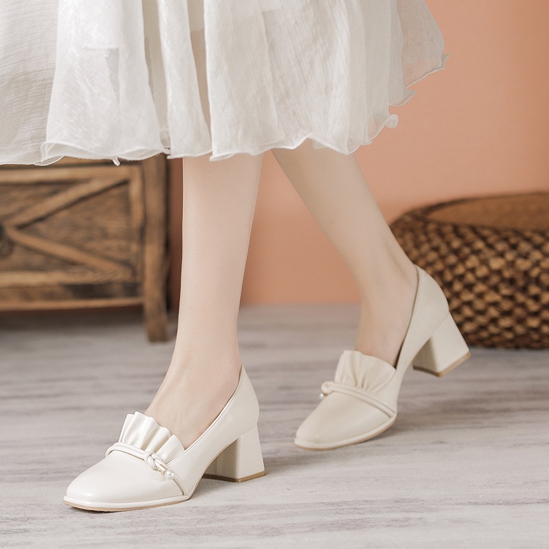 Giày Cao Gót Mũi Vuông Thiết Kế Đơn Giản Thời Trang Cho Nữ