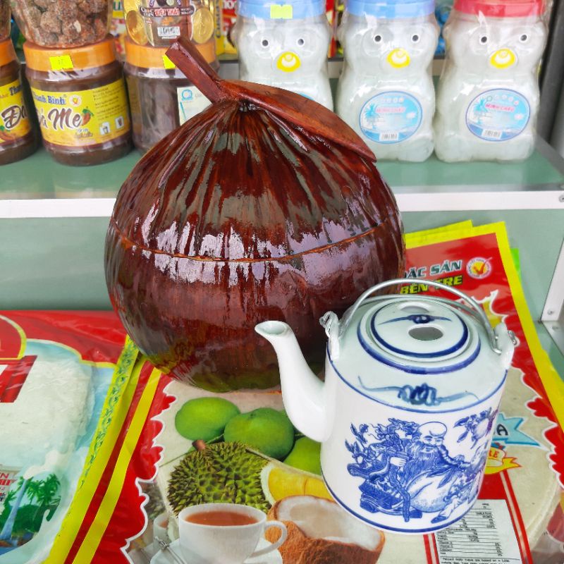 Vỏ trái dừa giữ ấm bình trà
