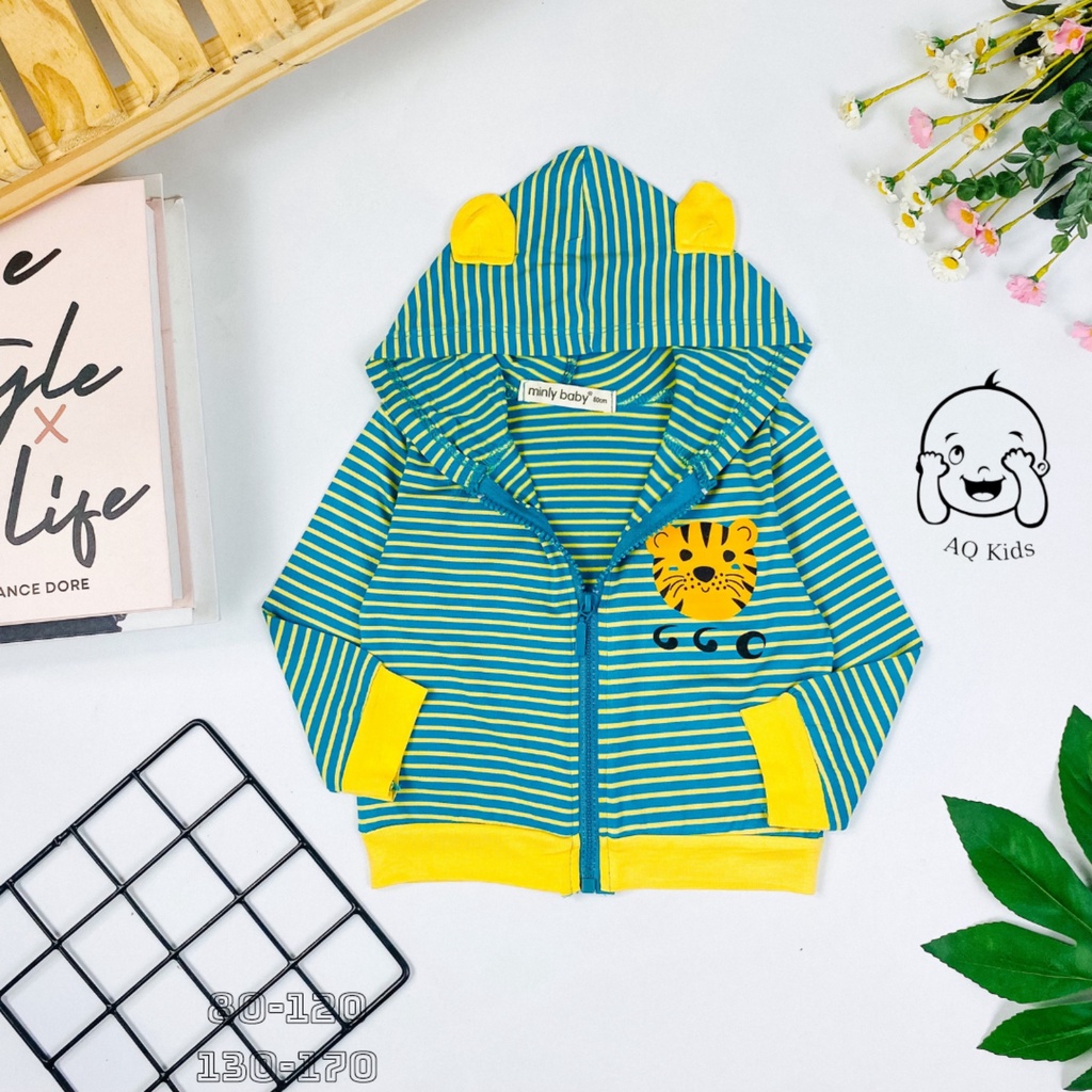Áo Khoác Cho Bé Vải Sọc Visco, Hàng Chính Hãng Minlybaby AKS2406