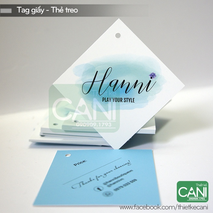 500c In theo yêu cầu Tag Thẻ Giấy vuông thoi 5x5cm Tem treo quần áo