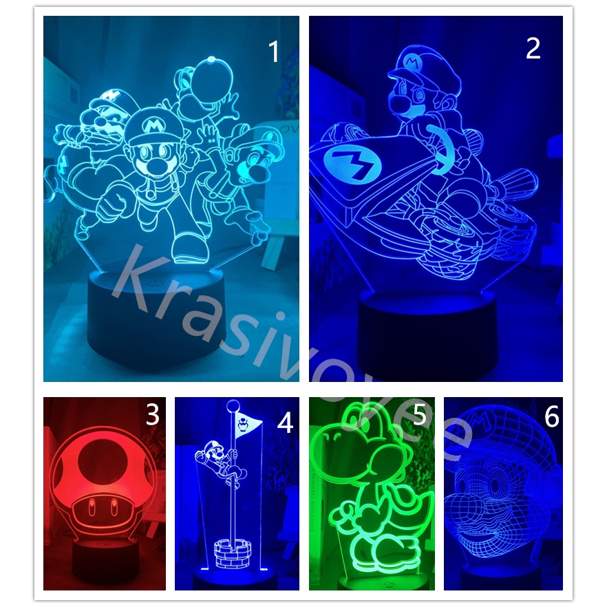 Đèn Ngủ Để Bàn Hình mario Bằng acrylic Có Điều Khiển Từ Xa Tiện Dụng