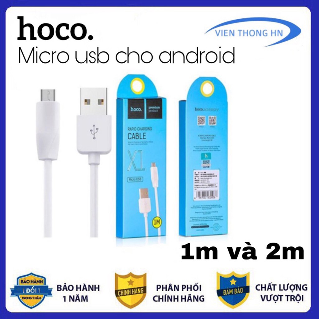 Dây sạc micro usb nhanh bọc dù dài 1m 2m hoco x1 - vienthonghn