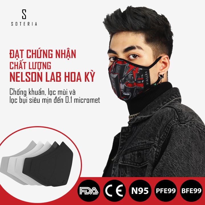 Khẩu trang Soteria Rap ST182, bộ lọc bụi mịn N95, BFE, PFE > 99% đến 0.1 micromet, kiểm định bởi Nelson Lab Hoa Kỳ | BigBuy360 - bigbuy360.vn