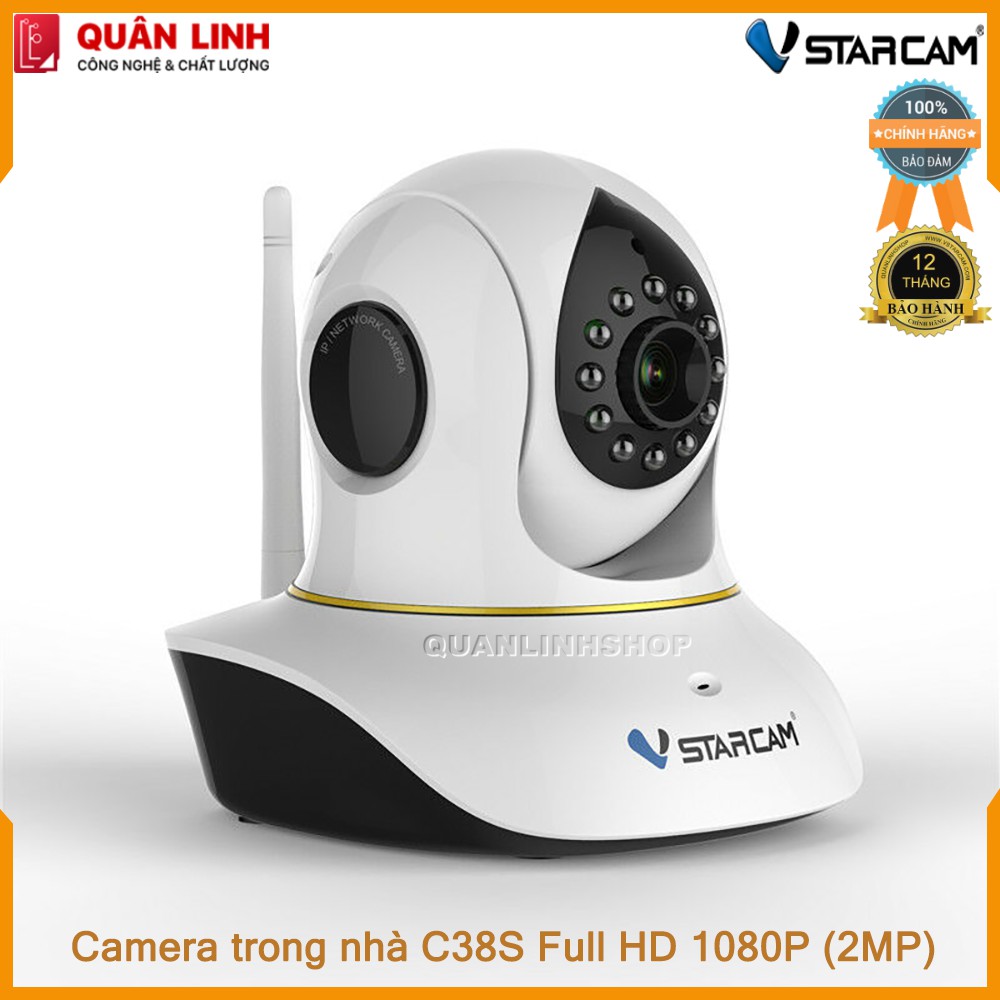 Camera giám sát IP Wifi hồng ngoại ban đêm Vstarcam C38S Full HD 1080P 2MP kèm thẻ nhớ 64GB