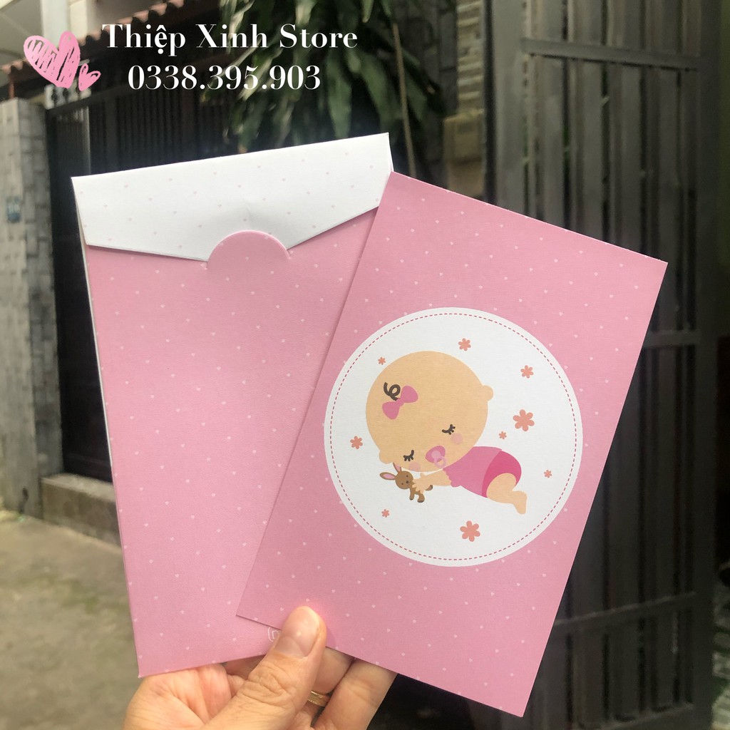 [Video + Hình Shop Tự Chụp] Thiệp Thôi Nôi - Thiệp Đầy Tháng Bé Gái_2051K