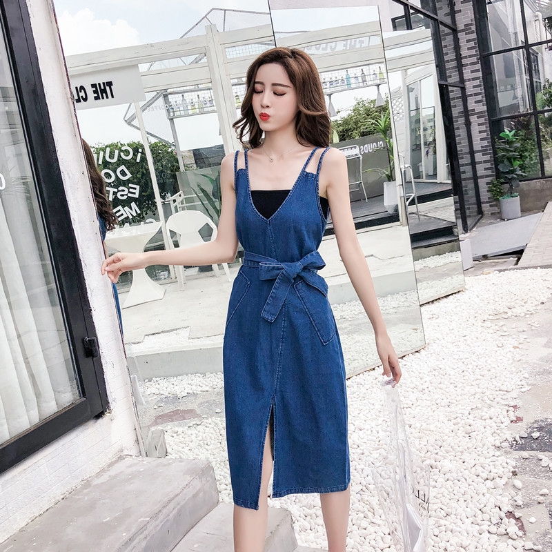 Đầm Yếm Jean Dáng Chữ A Cổ Chữ V Xinh Xắn Thời Trang | BigBuy360 - bigbuy360.vn