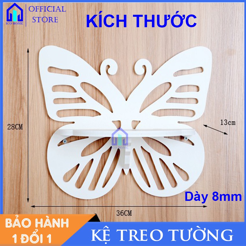 Kệ treo tường trang trí phòng khách, nhà tắm, phòng ngủ bằng gỗ đẹp, lắp ghép thông minh, kệ treo tường decor hình bướm