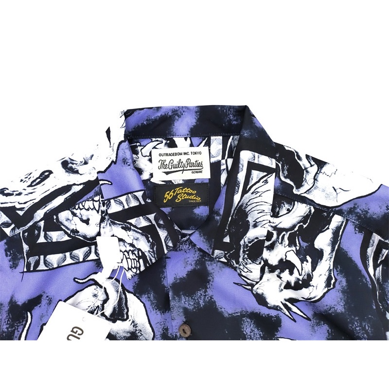 Bán Chạy Nhất Áo Sơ Mi Unisex Tay Dài In Hình Đầu Lâu WACKO MARIA Plus Size Cho Nam Và Nữ