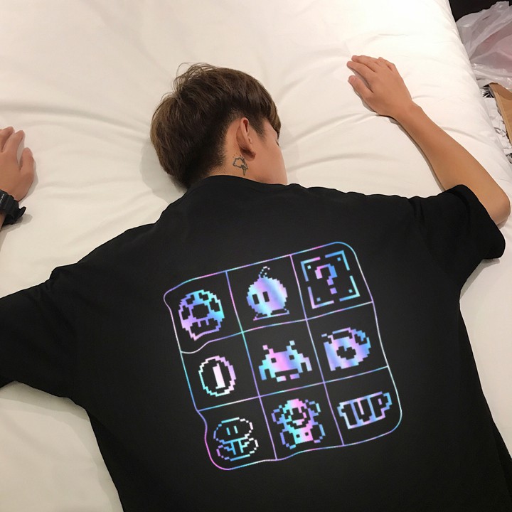 Áo Thun Tay Lỡ Unisex Mario Phản Quang Đa Sắc, áo phông nam nữ form rộng over size | BigBuy360 - bigbuy360.vn