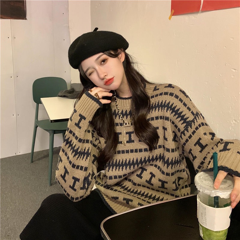 Áo len tay dài cổ tròn phong cách Hàn Quốc thời trang cho nữ