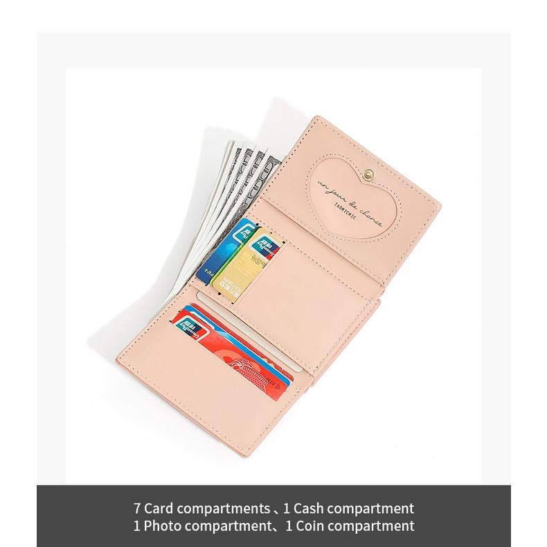 Ví nữ BAELLERRY da PU gập ba thời trang phong cách Hàn Quốc