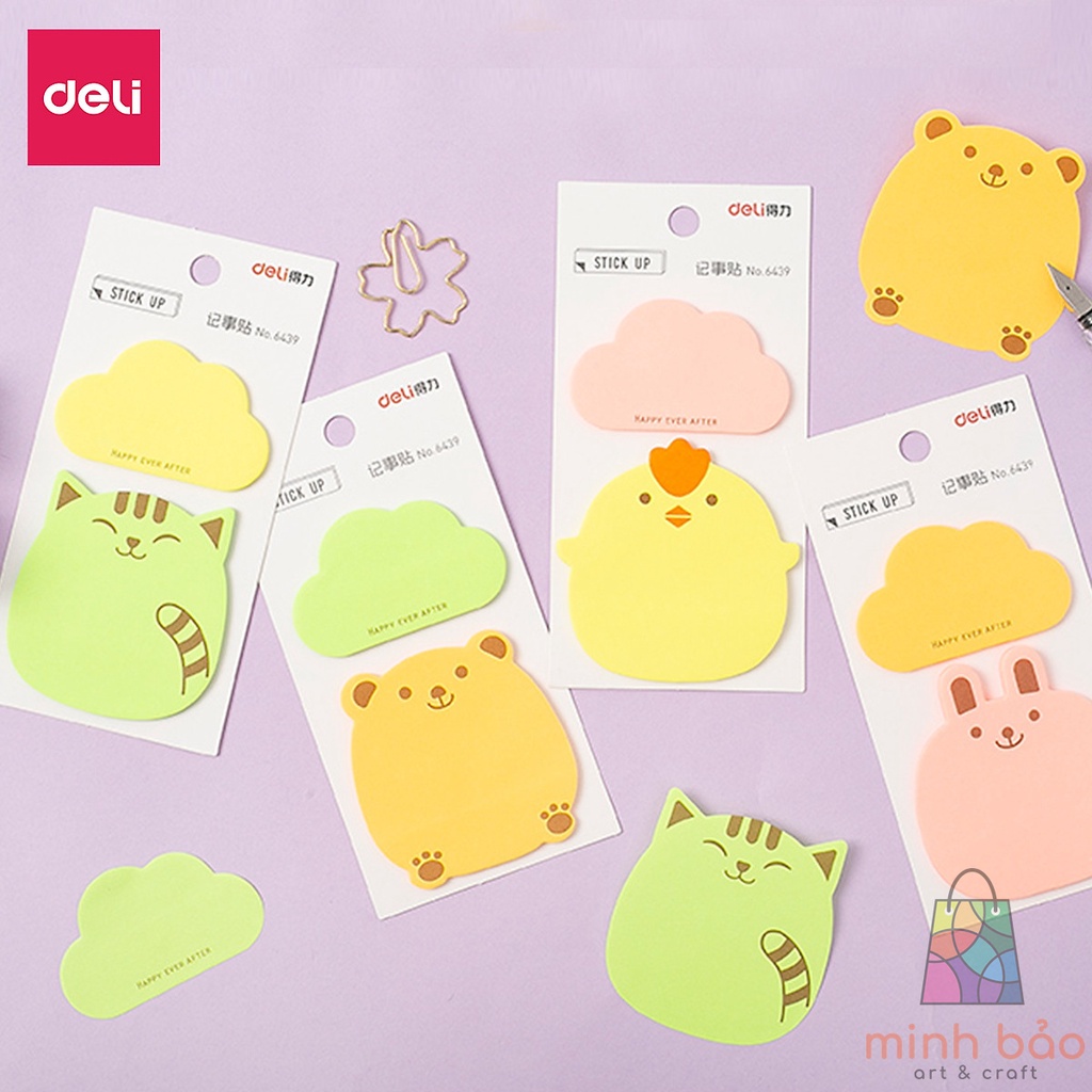GIẤY NHỚ HỌC SINH HÌNH DỄ THƯƠNG DELI - MÀU NGẪU NHIÊN - GIẤY NOTE, GIẤY NHẮN - 6439