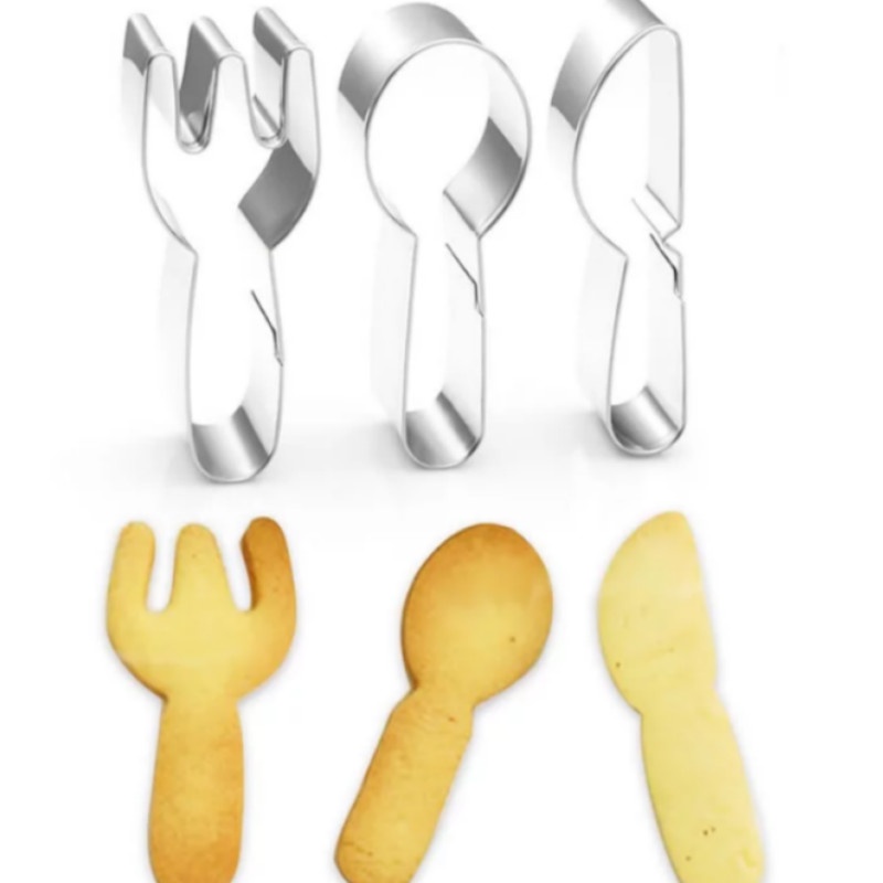 Bộ 3 Khuôn Cắt Bánh Hình Nĩa &amp; Muỗng