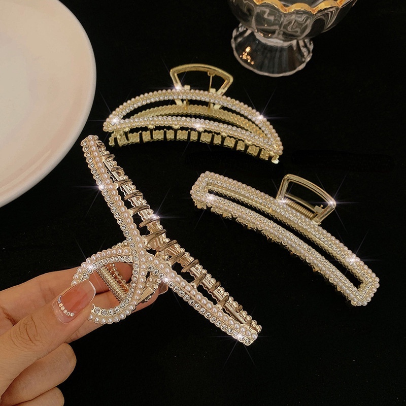 Kẹp tóc kim loại phối ngọc trai nhân tạo thanh lịch