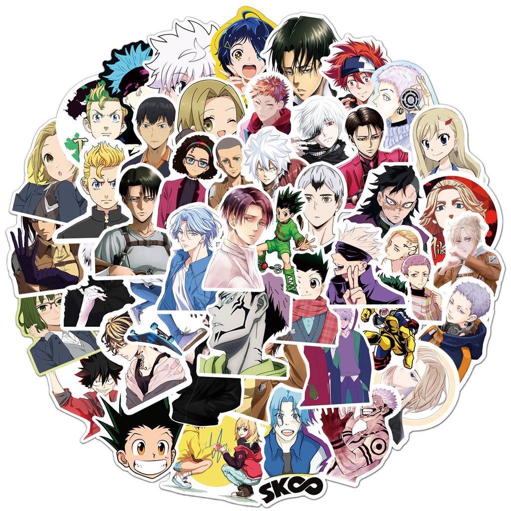 Set 50/25/10 Nhãn Dán Trang Trí Điện Thoại/Va Li/Laptop Họa Tiết Graffiti Anime