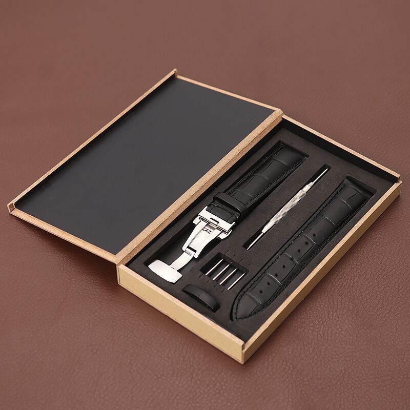 [FREESHIP] Dây đồng hồ da khóa bạc Aono cho nữ size 12mm full hộp gỗ, 4 chốt kèm dụng cụ thay dây