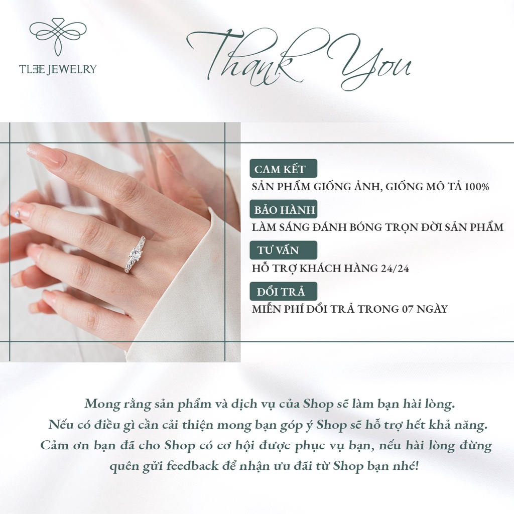 Nhẫn bạc nữ TLEE ổ đá nhỏ 4 chấu lấp lánh dây xoắn nữ tính NCJ A0180