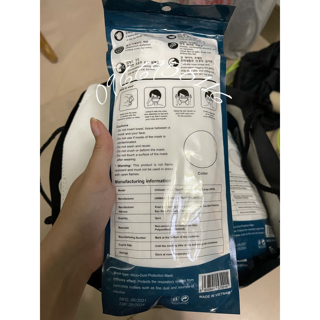 KHẨU TRANG UNI MASK KF94 ( Công nghệ Hàn Quốc - TÚI 5 CÁI ) | BigBuy360 - bigbuy360.vn