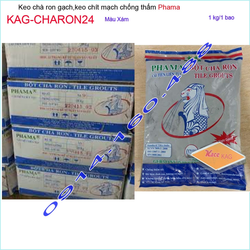 1Kg Keo chà ron phama xám đậm KAG-CHARON24, bột chít mạch khe ron gạch chống thấm-chống rêu mốc