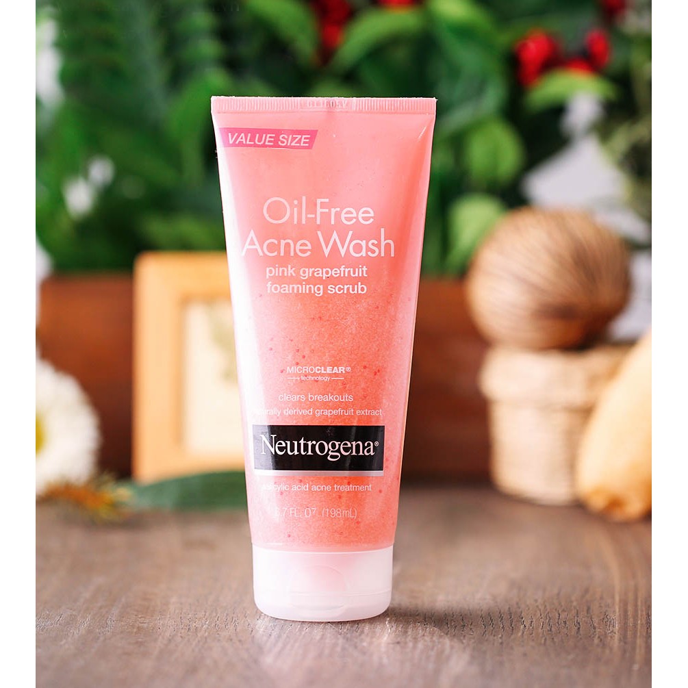 [Đủ Size] Sữa Rửa Mặt Có Hạt - Neutrogena Oil Free Acne Wash Pink Grapefruit Foaming Scrub