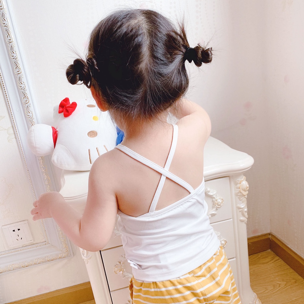 Áo Thun Cotton Hai Dây Thời Trang Mùa Hè Dành Cho Bé 0-1-3-4 Tuổi