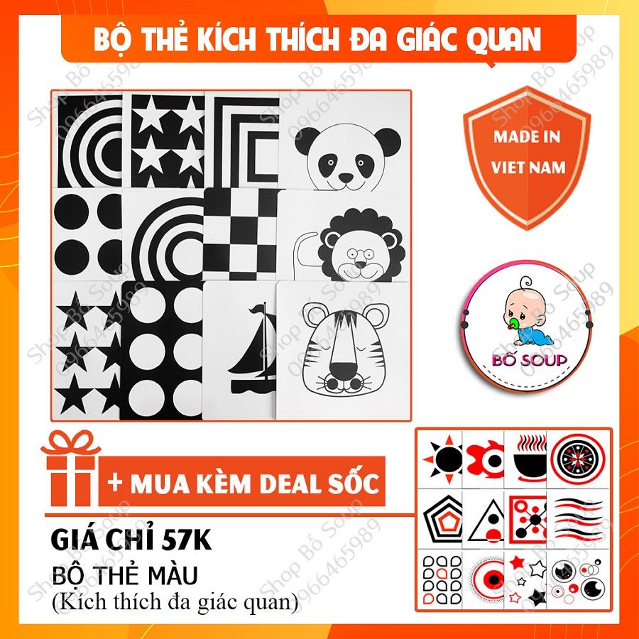 Flashcard cho bé, thẻ học Glenn Doman kích thích thị giác cho trẻ sơ sinh Shop Bố Soup (Thẻ đen trắng)