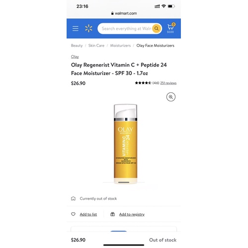 Kem dưỡng chống lão hoá trẻ hóa làng da ban ngày Olay Regenerist Vitamin C + Peptide 24 Moisturizer SPF 30 USA