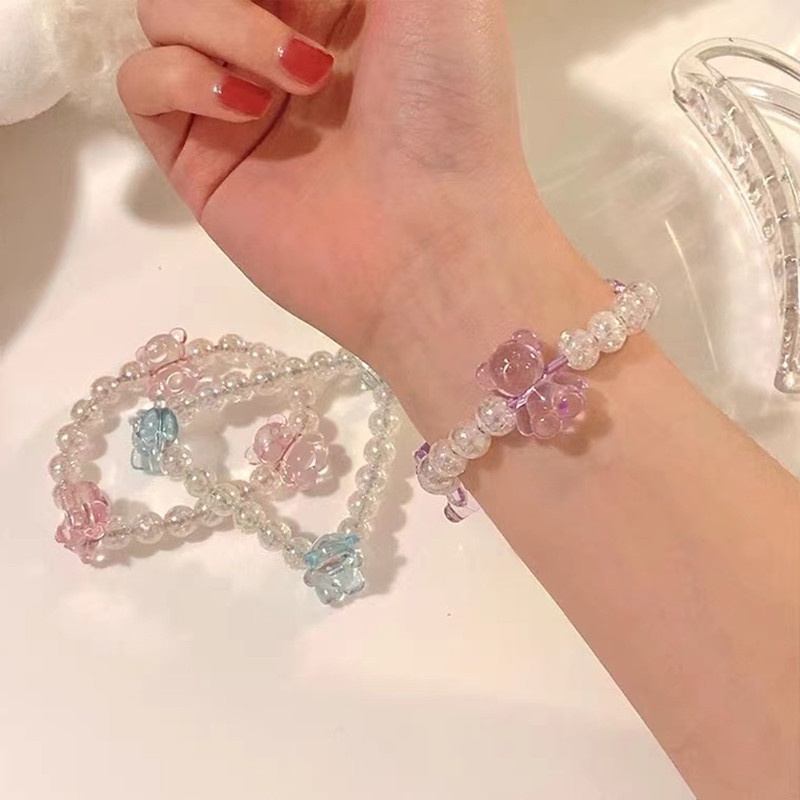 Dây cột tóc hình gấu đính đá pha lê dễ thương cho nữ