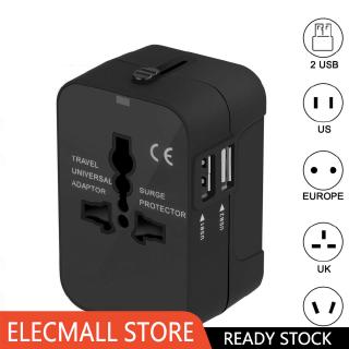 Universal Travel Adapter International Power Outlet Plug 2 USB